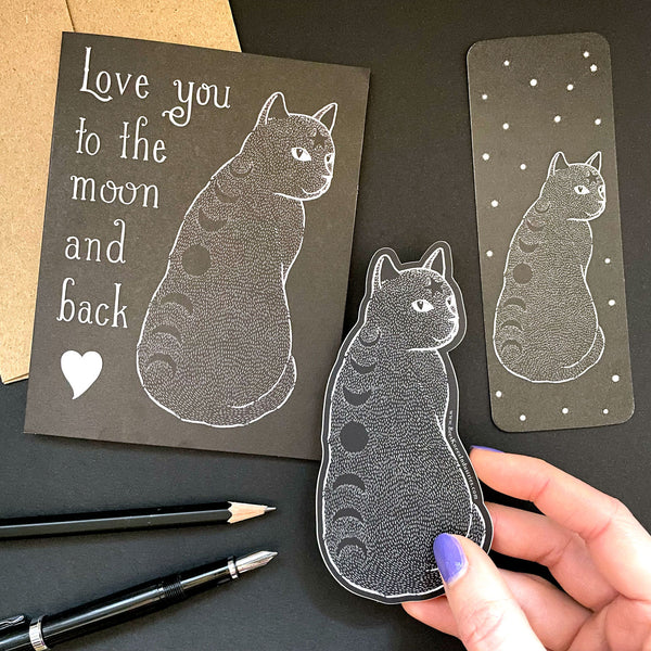 Moon Phase Cat Greeting Card