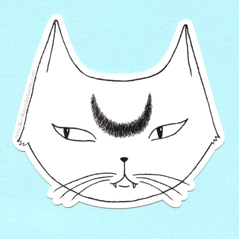 White Lunar Cat Sticker