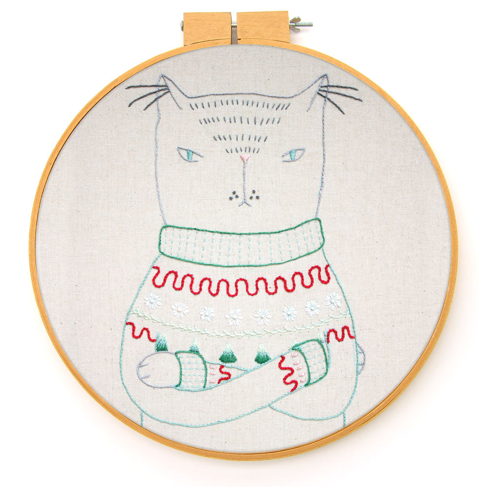 Embroidery Pattern: Ugly Xmas Sweater Cat