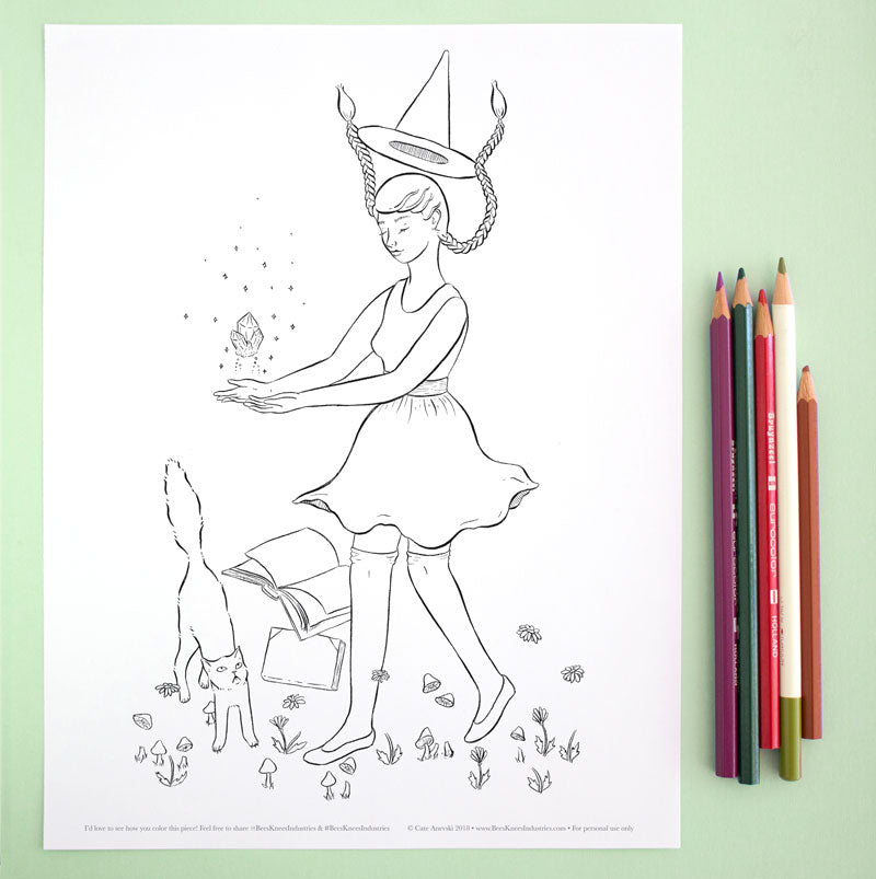 Coloring Page: Levitation Witch