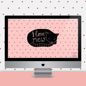 February Desktop Wallpaper: I Love Mew Cat