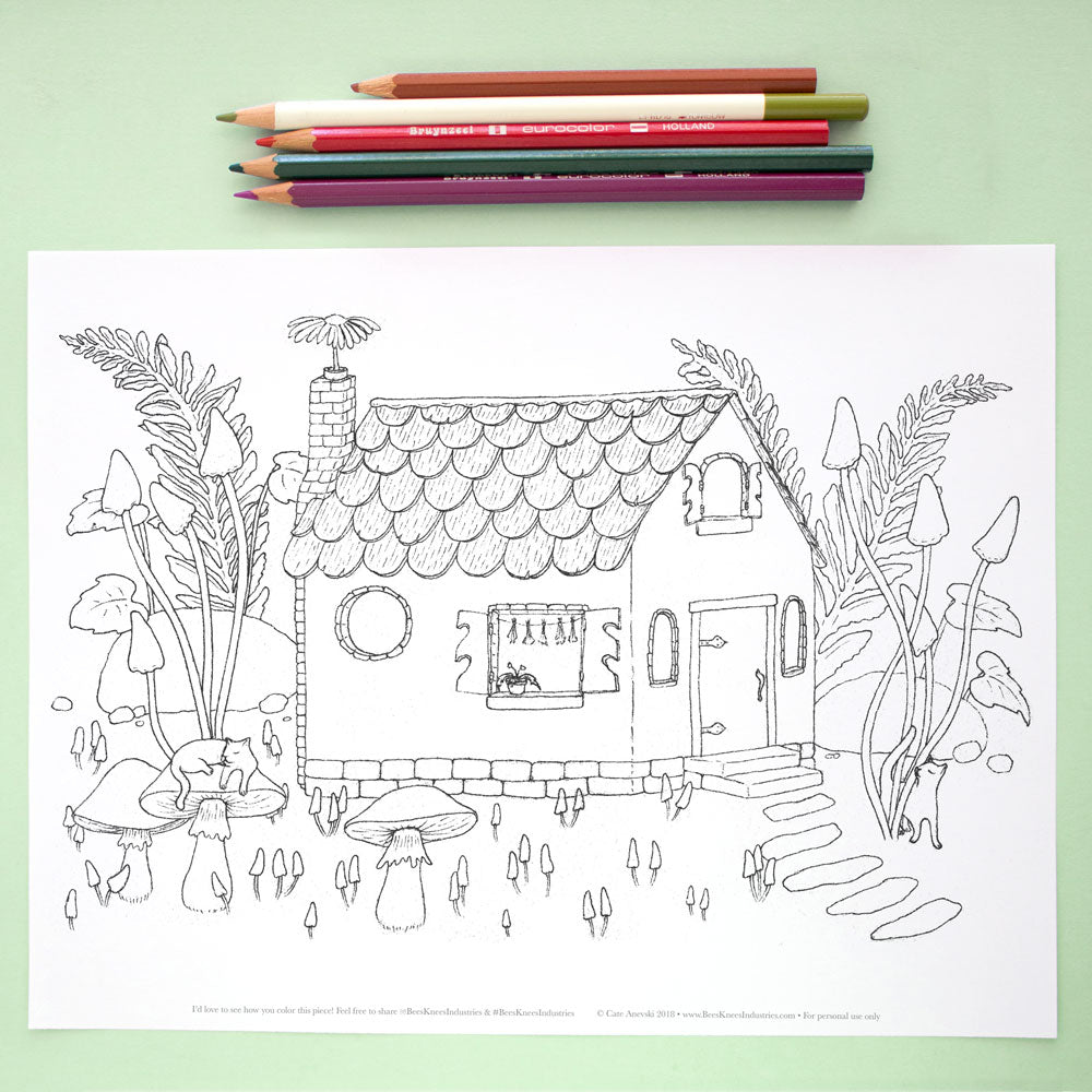Coloring Page: Tiny Witch's Cottage