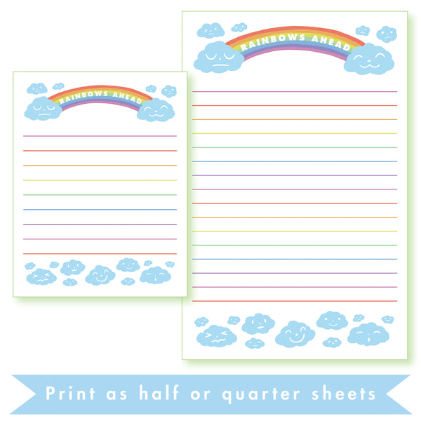 Expressive Clouds stationery printable PDF