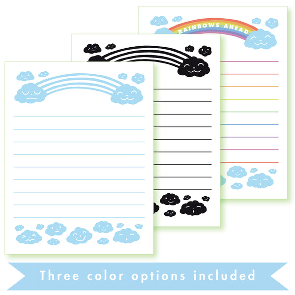 Expressive Clouds stationery printable PDF