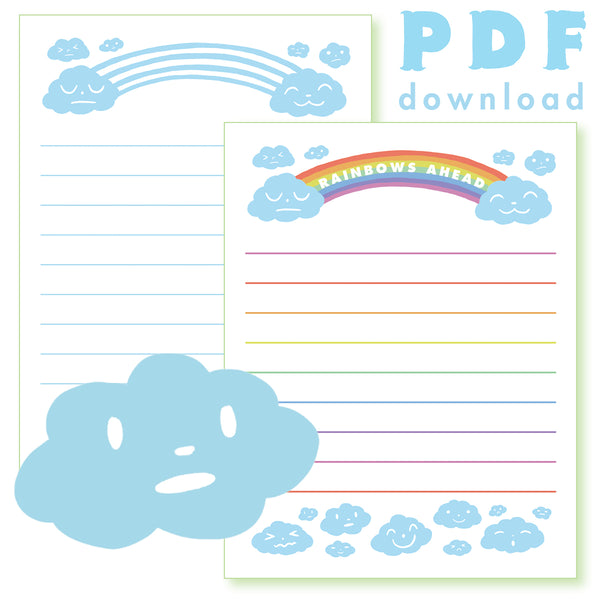 Expressive Clouds stationery printable PDF