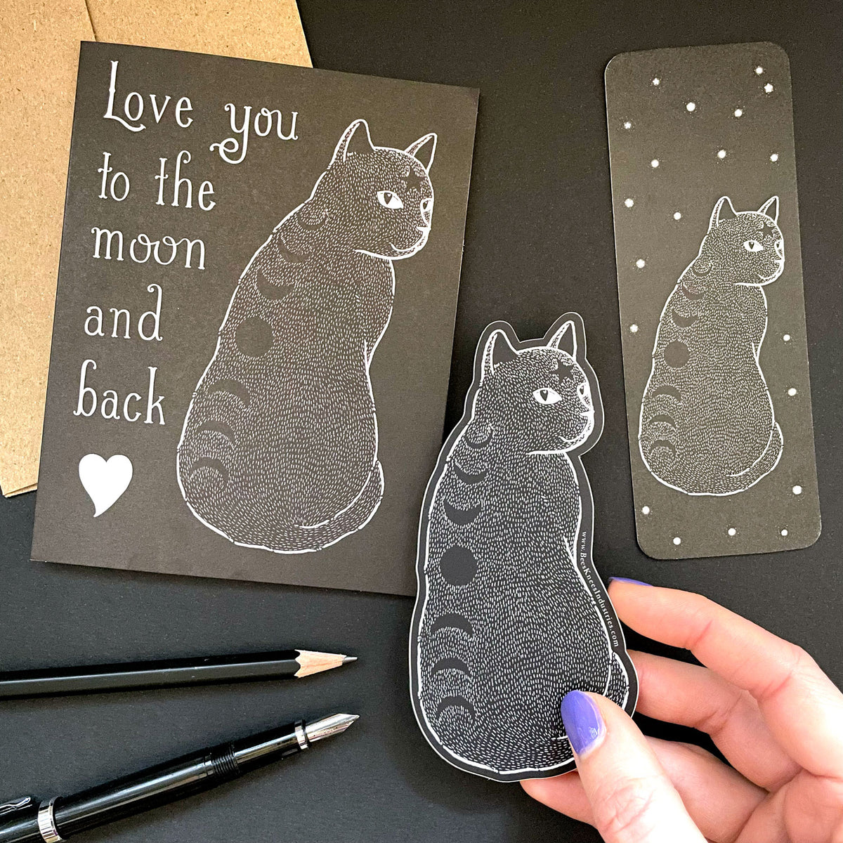 Moon Phase Cat Bookmark – Bee's Knees Industries