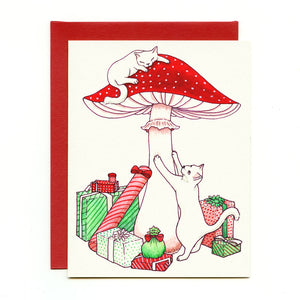 Mushroom Cats Holiday Card