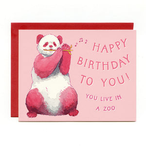 Panda Flute Birthday Card