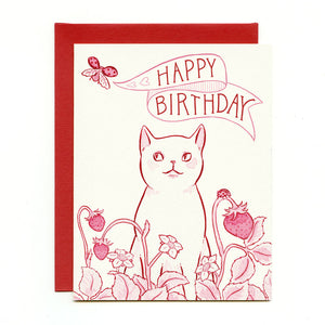 Strawberry Cat Birthday Card