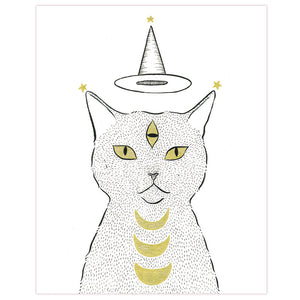 Witch Cat in a Hat Print