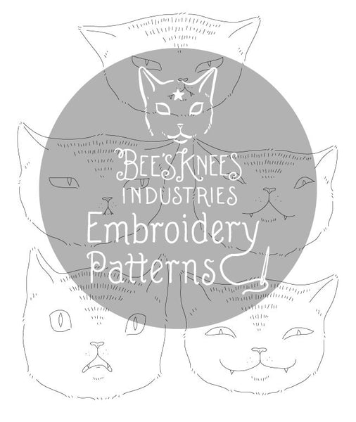 Expressive Cats Iron-On Embroidery Transfers