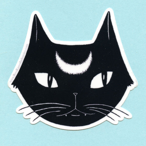 Black Lunar Cat Sticker