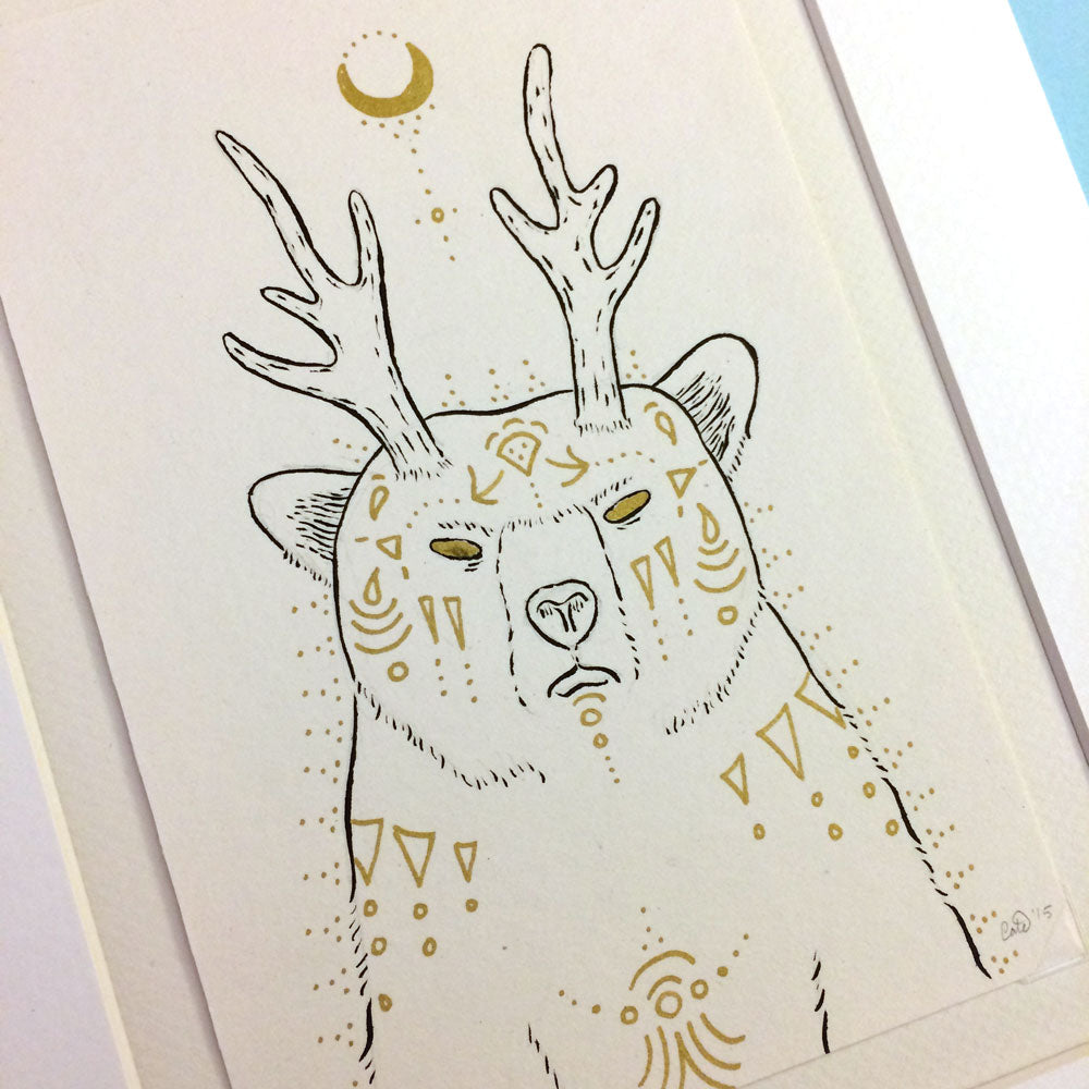 Fantastical Grizzly Original Drawing