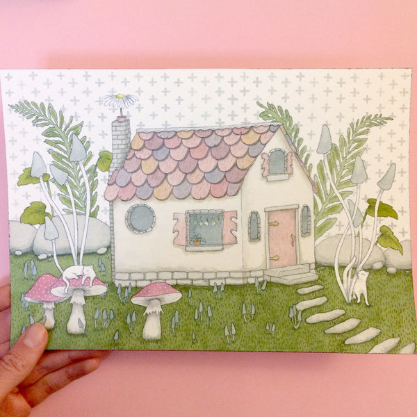 Tiny Witch's Cottage Original Painting