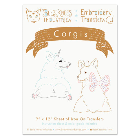 Corgis Iron-On Embroidery Transfers