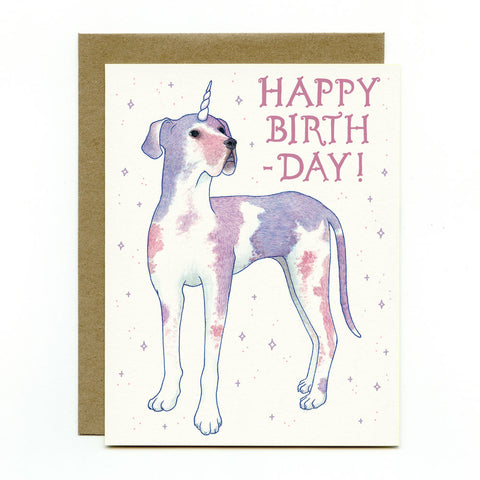 Great Dane Dogicorn Birthday Card