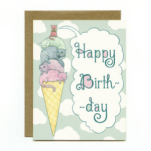 Ice Cream Cats Birthday Card