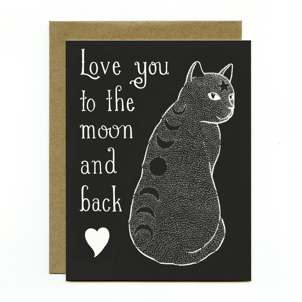 Moon Phase Cat Greeting Card