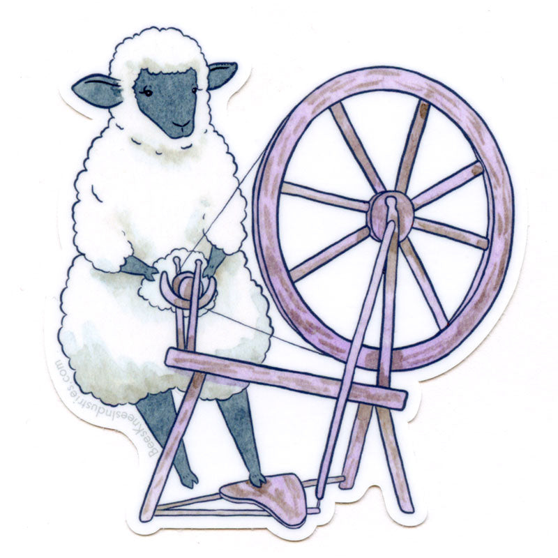 Spinning Wheel Sheep Sticker