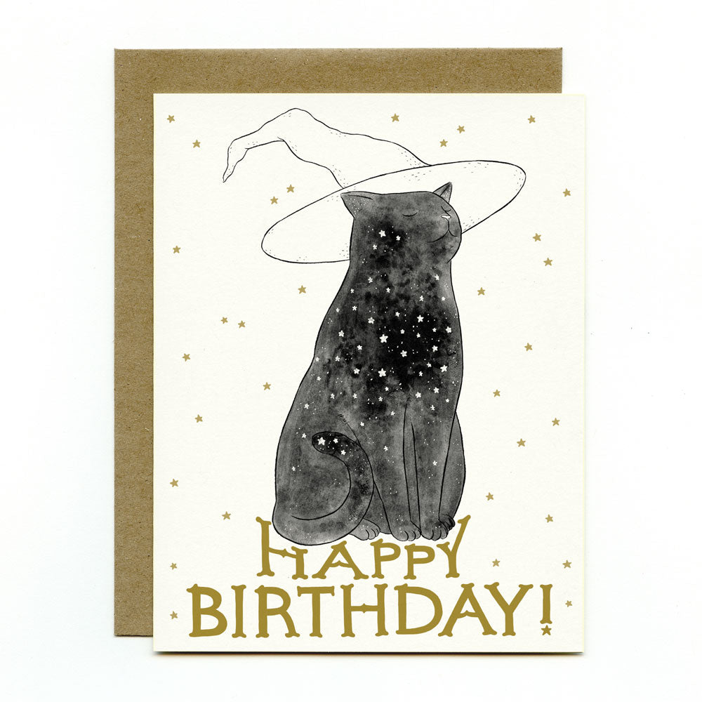 Starry Witchcat Birthday Card
