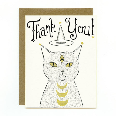 Witch Cat in a Hat Thank You Card