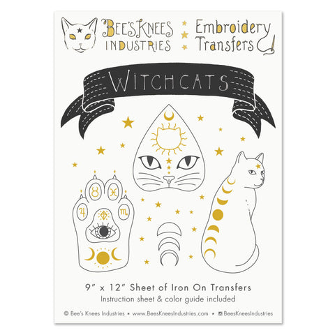 Witchcats Iron-On Embroidery Transfers